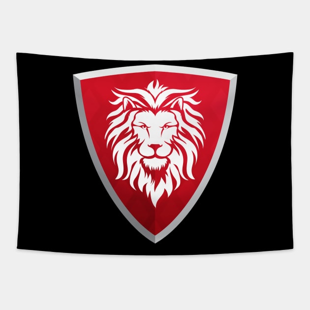 Red Shield with Lion Tapestry by SweetPaul Entertainment 