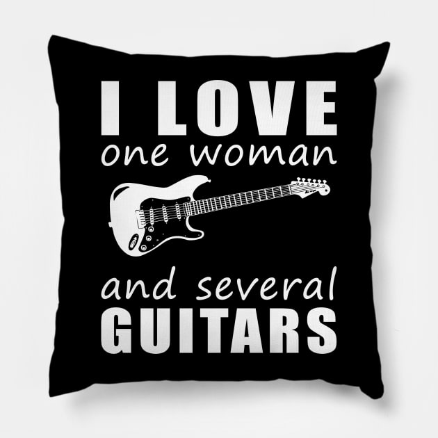 Strings of Love - Funny 'I Love One Woman and Several Guitars' Tee! Pillow by MKGift