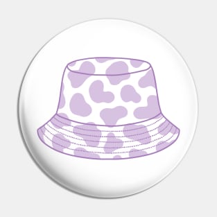 Pastel purple cow print bucket hat Pin