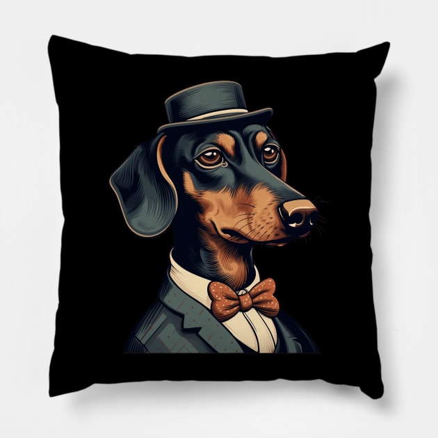 Wiener Dog Funny Dachshund Breed Pillow by origato