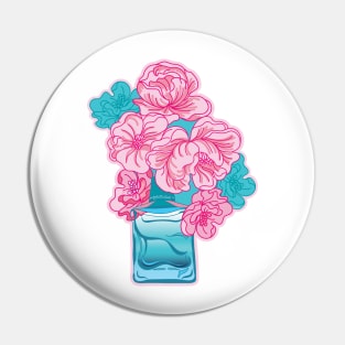 Romantic pink peonies in parfume bottle Pin