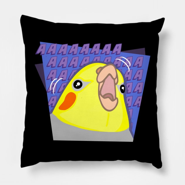 Comic Cockatiel AAAAA Pillow by FandomizedRose