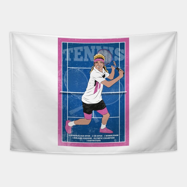 Agassi Tennis Player Hero Vintage Tapestry by TEEWEB