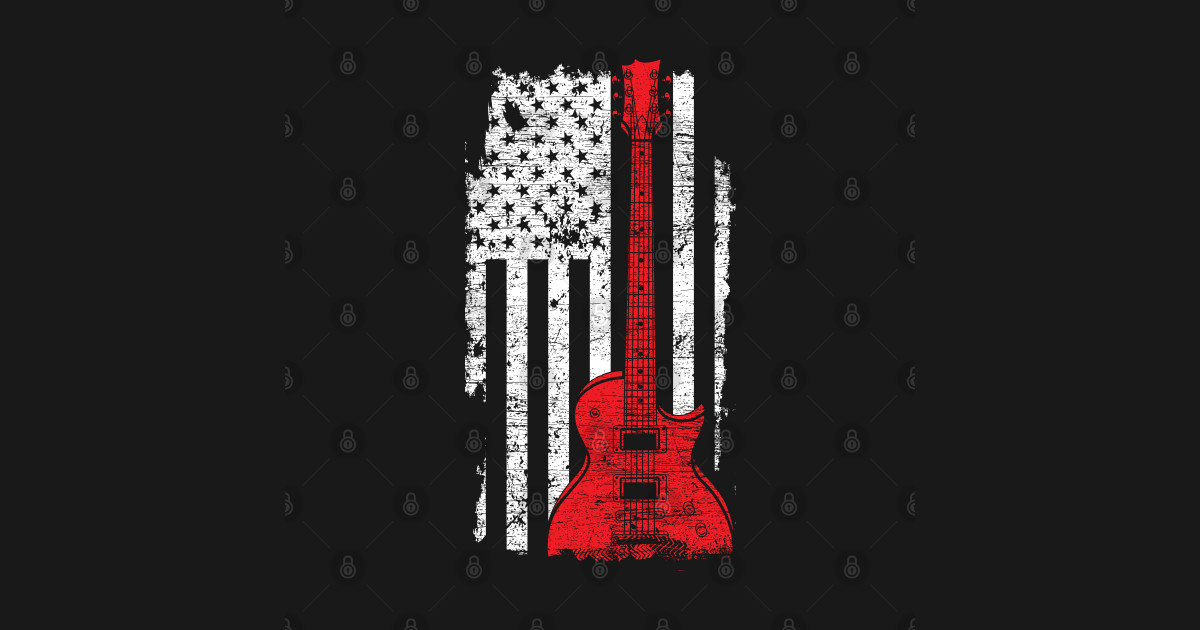 Guitarist US Flag Guitar - Guitar - Sticker | TeePublic AU