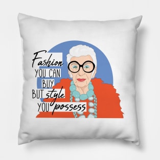 Iris Apfel Portrait Orange Coat Pillow