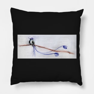 Spatuletail Hummingbird Watercolor Painting Pillow