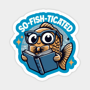 Funny So-fish-ticated Reading Fish Boys Girls Kids Magnet