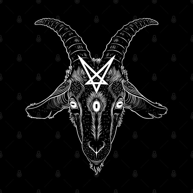 Satanic goat head with pentagram by OccultOmaStore