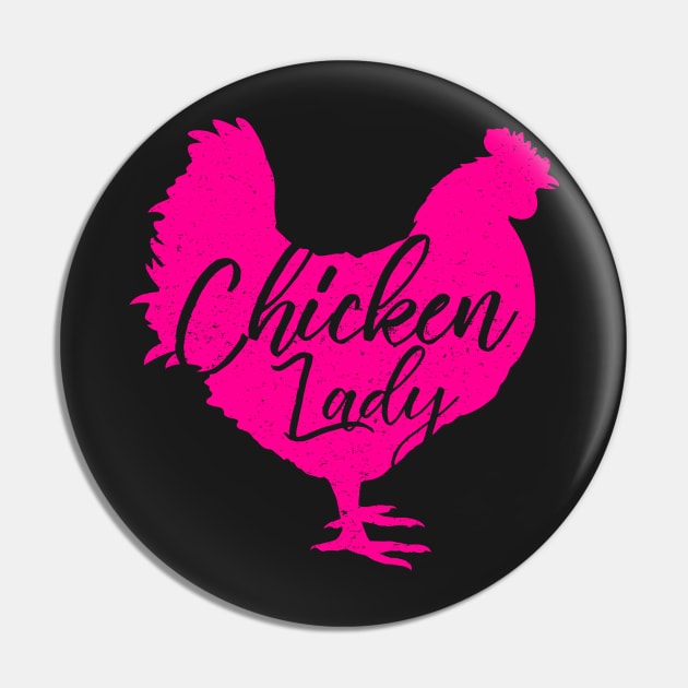 Chicken Lady for Women White Pin by ThreadsMonkey