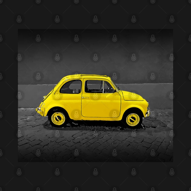 Classic Sunny Yellow Fiat 500 by CACreative