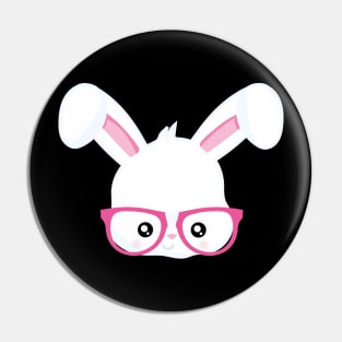 Funny Girls Easter Bunny Face Rabbit Glasses Pin