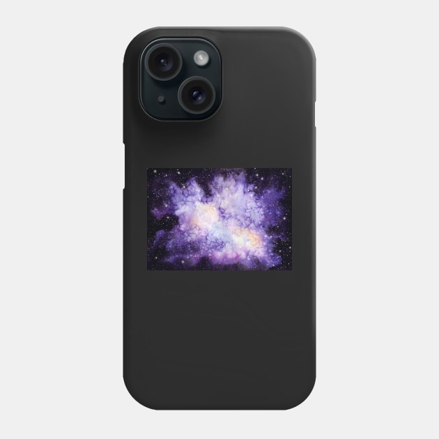 Watercolor Galaxy, Stars and Shine in Outer Space Phone Case by Cordata