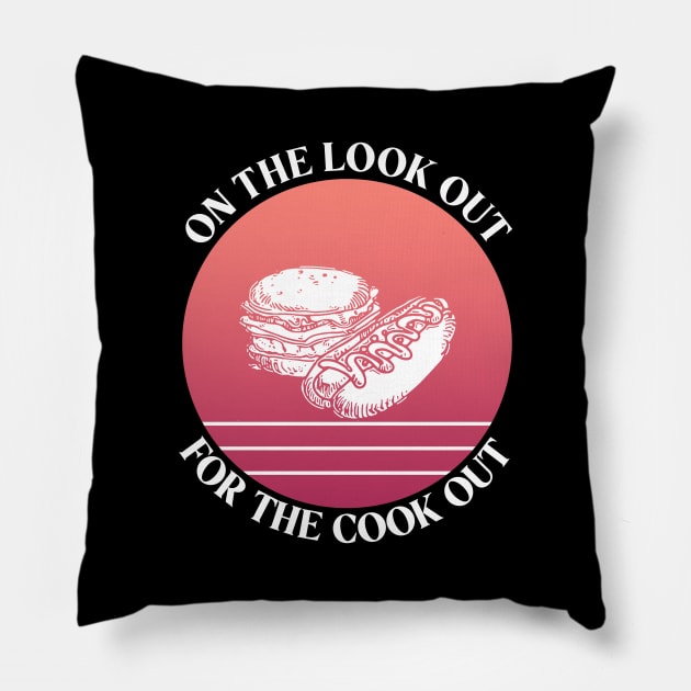 On The Look Out For The Cook Out Retro Red Summer Pillow by aaallsmiles