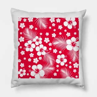 Hawaiian Hibiscus Red Pillow