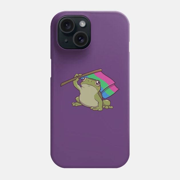 Polysexual Pride Flag-Holding Frog Phone Case by saltuurn