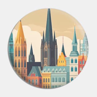 Vintage Retro Colorful Cologne Cityscape Germany Pin