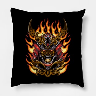 Samurai Warrior Head and Fire Pillow