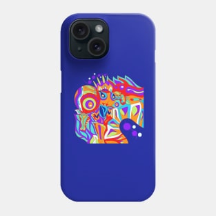 the neon lights kaiju dogu knight in ecopop alien patter art Phone Case