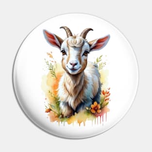 Goatling Glee: Watercolor Farmyard Bliss Pin