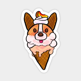 Peach Corgi Ice Cream Magnet