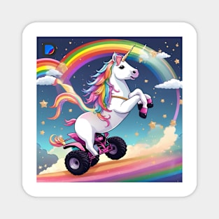 Unicorn riding 3 wheeler Magnet