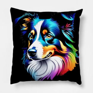 Surrealism art style dog, vibrant, calm brown eyes #3 Pillow