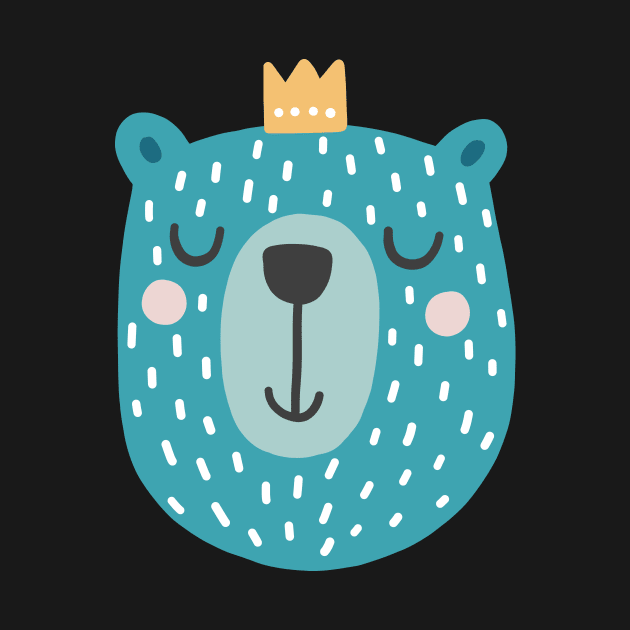 Blue Bear with Crown by greenoriginals