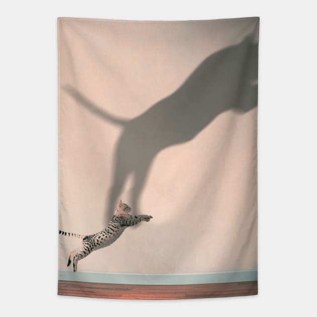 Jumping Cat Tapestry by patrikgama