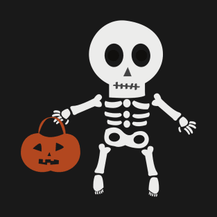 Cute Skeleton Holding Pumpkin Basket T-Shirt