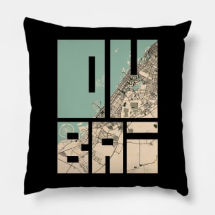 Dubai, UAE City Map Typography - Vintage Pillow