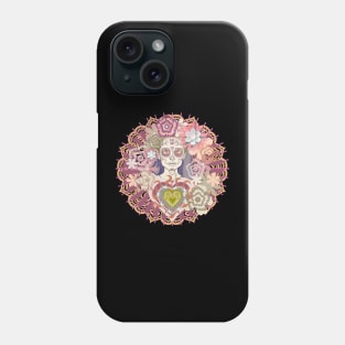 Z- Girl: Dreams of La Catrina. Digital Collage No. 9 Flaming Barbed Heart Variation Phone Case