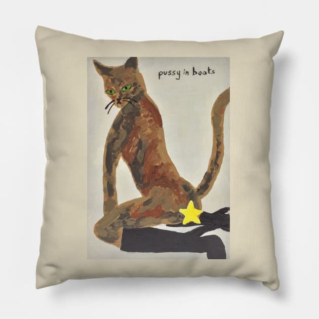 Pussy In Boots Pillow by WorldAroundEwe