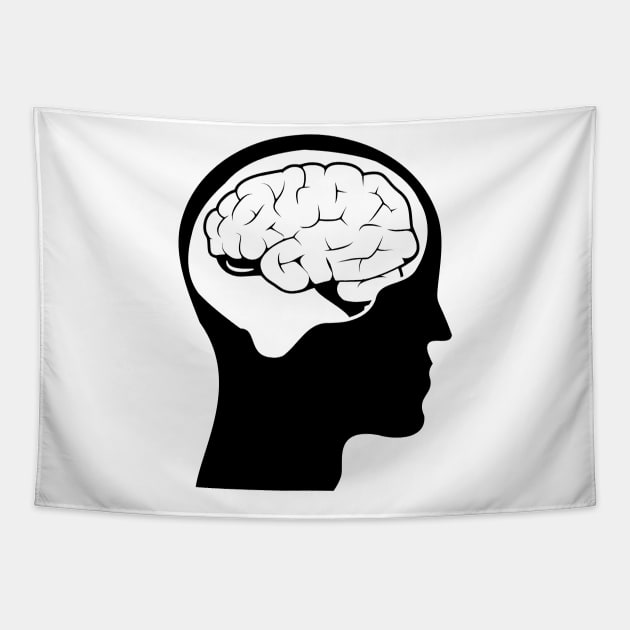 Look Forward Think Back - Reversed Brain - bw Tapestry by geodesyn