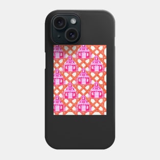 Pink pagoda on orange bamboo larrice Phone Case