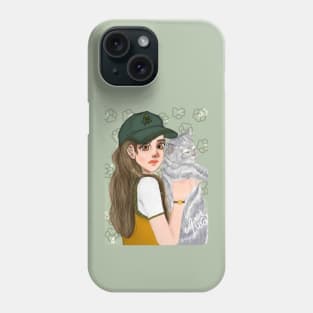 Girl with cat Phone Case