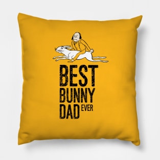 Best Bunny Dad Ever With Man Riding Rabbit Edward Lear Vintage Illustration Pillow