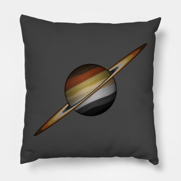 Planet and Rings in Gay Bear Pride Flag Colors Pillow by LiveLoudGraphics
