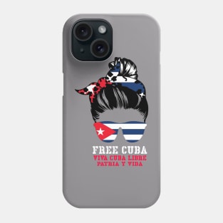 Messy Hair Woman Bun Free Cuba Flag Sos Cuban VIVA CUBA Phone Case