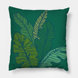 Contour Line Leaves in Teal Pillow