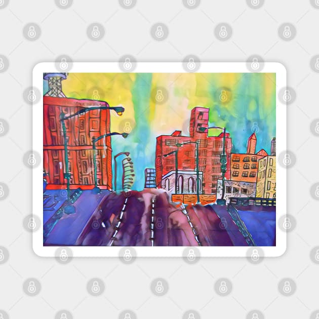 Chicago Cityscape Magnet by funhousejen