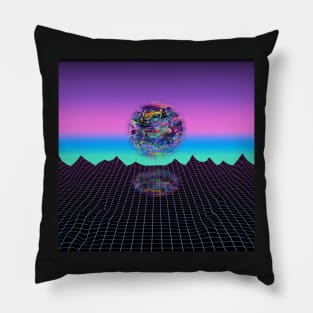 Neon Outrun Sunset Pillow