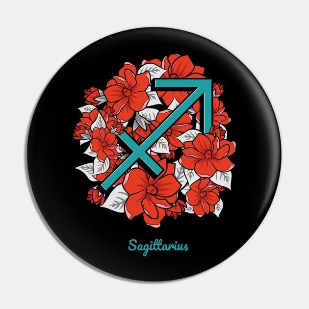 Floral Zodiac Sign Sagittarius Gift Women Men Pin by teeleoshirts