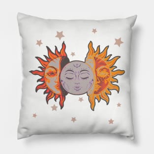 Star child of the moon and sun ( dreamy blue bg, matte 2 version) Pillow