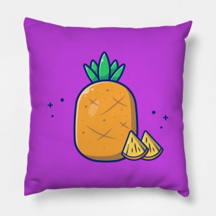 Pineapple And Slices Of Pineapple Cartoon Pillow