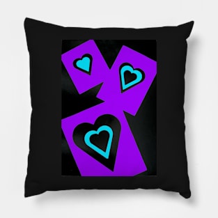 Hearts in Black Turquoise and Purple Var 4 Alternate Options Pillow