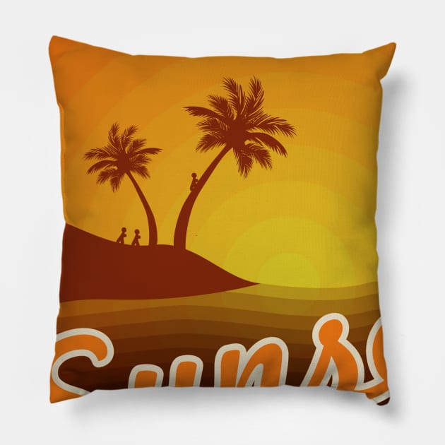 Beach Sunset Pillow by Kiedayat