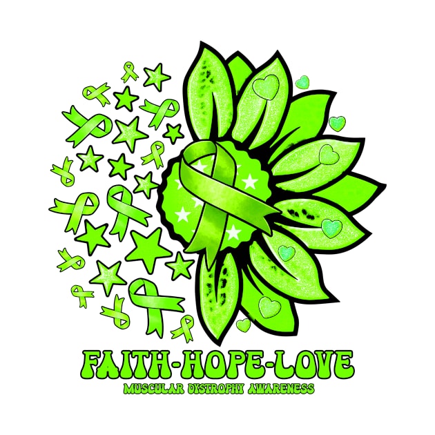 Muscular Dystrophy Awareness Awareness - Faith love hope sunflower ribbon by Susan chanel