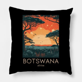 A Vintage Travel Illustration of Chobe National Park - Botswana Pillow