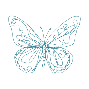 Scribble Butterfly Line Drawing Blue T-Shirt