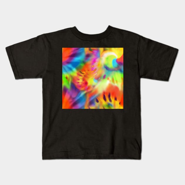 sandpaperdaisy Tie-Dye Hippy Rainbow Psychedelic Flower Child Free Spirit Bright and Pretty Pattern Kids T-Shirt